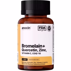 قرص ترکیبی بروملین، کوئرستین، زینک، ویتامین C و CoQ-10 آنوسین ‏anocin Bromelain + Quercetin + Zinc + Vitamin C + CoQ-10 Tablets