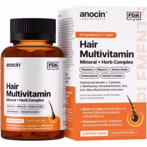 کپسول گیاهی تقویت مو با کراتین، آمینواسیدها و عصاره‌های گیاهی آنوسین ‏anocin Hair Multivitamin Capsules – Mineral + Herb Complex