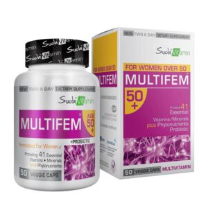 مولتی فم ۵۰+ ویتامین در آب، ۵۰ کپسول مولتی ویتامینSuda Vitamin Multifem 50+ Multivitamin 50 Kapsül