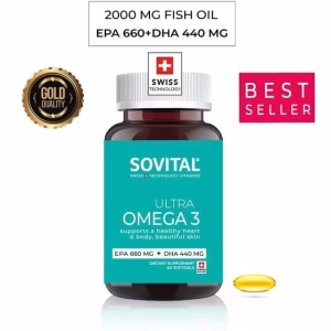 اومگا ۳ سوویتال اولترا ۲۰۰۰ برند SOVITAL اورجینال SOVITAL Ultra Omega 3 EPA 660 / DHA 440 MG 60 Softgels